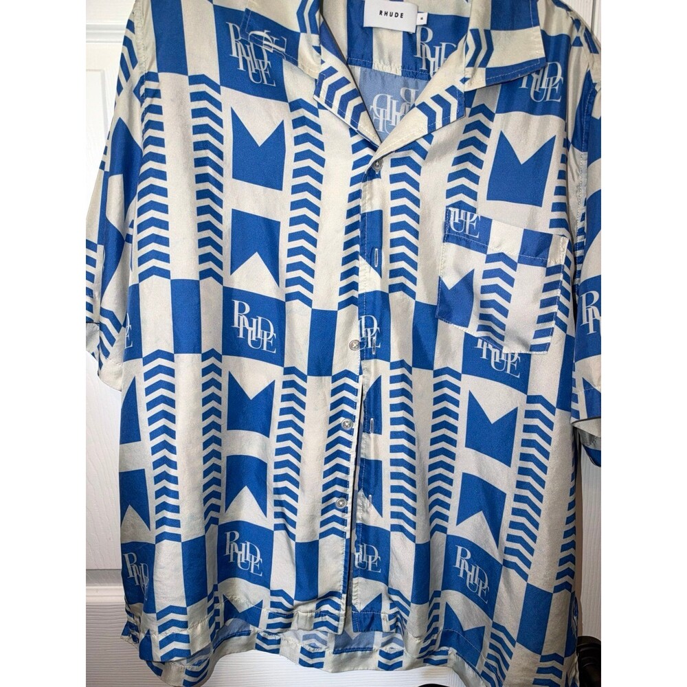 Rhude Blue Grasse Silk Shirt - Blue/Ivory
Mens XL Short Sleeve